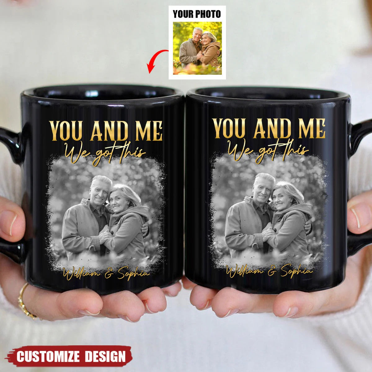 Mug material and size view - Custom Couples Photo Mug