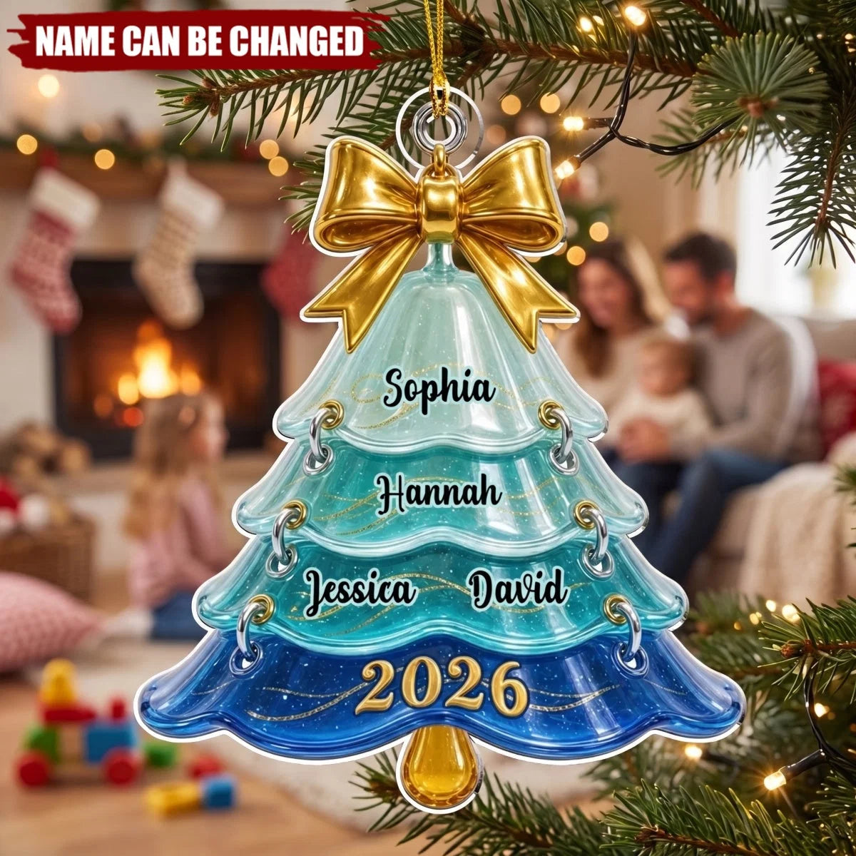 Personalized Family Christmas Acrylic Ornament - Custom Tree Name Keepsake Decor