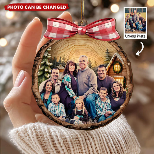 Custom Photo Wooden Family Ornament for Family with personalized design details for meaningful gifting