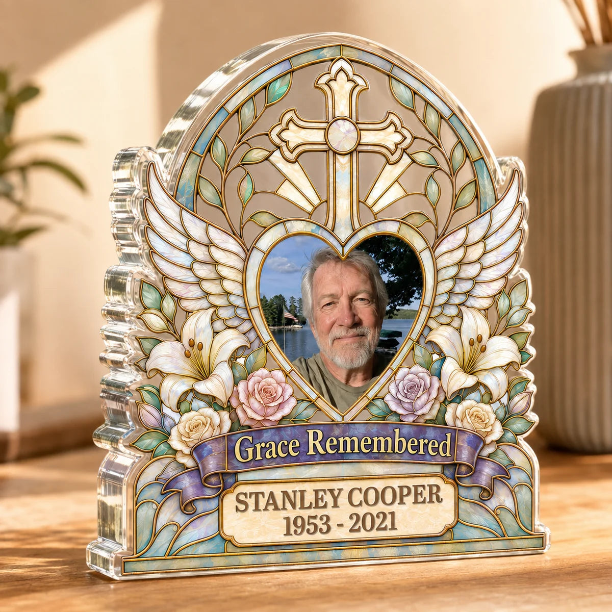Grace Remembered Custom Photo Acrylic Plaque - Personalized Memorial Keepsake Gift for Family