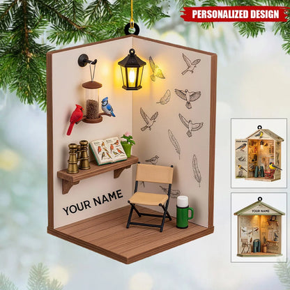 Personalized Birdwatcher Christmas Ornament - Custom Nature Bird Shed Keepsake Gift