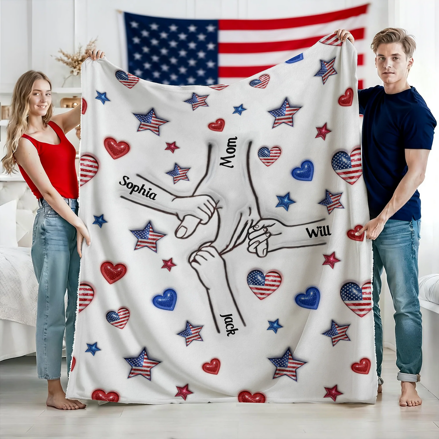 Forever Connected Hand in Hand - Personalized Family Blanket
