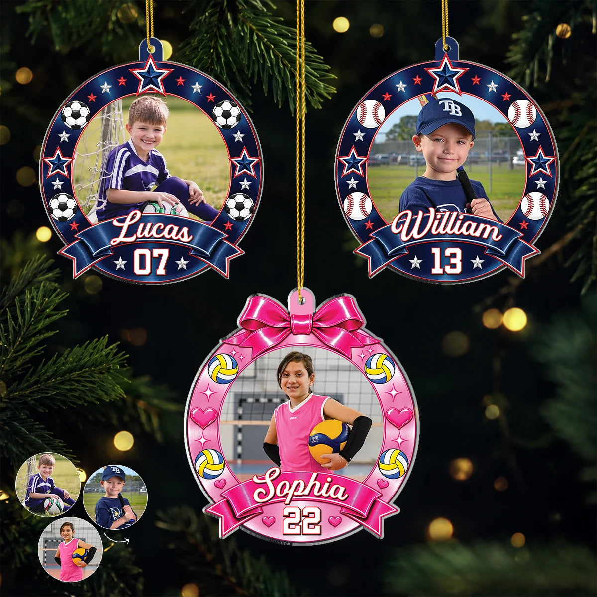 Custom Sports Photo Acrylic Ornament - Personalized Athlete Keepsake with Name & Number for Kids