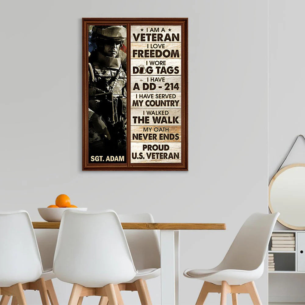 Personalized Veteran Wall Art personalization view for Dad