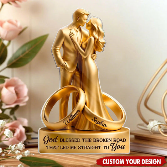 Personalized wedding anniversary plaque with custom names and romantic quote for couples