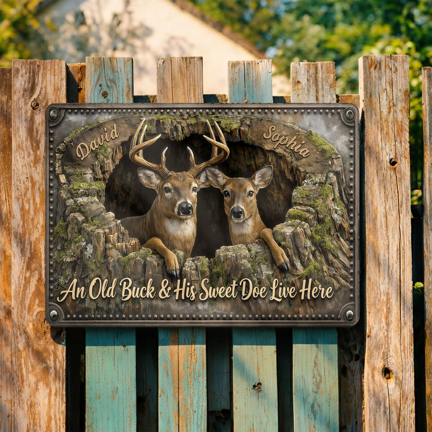 Custom Deer Couple Metal Sign for Couples with personalized design details for meaningful gifting