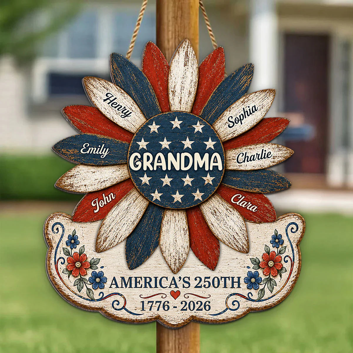 Wood Sign material and size view - Custom Grandma Sunflower Wood Sign