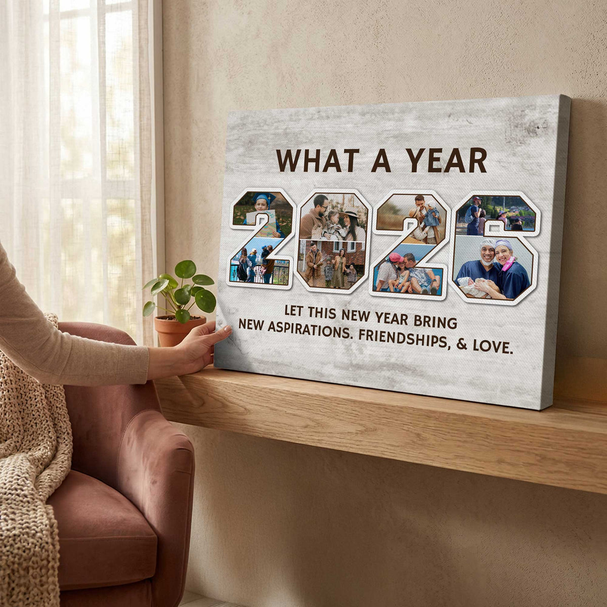 What A Year Personalized 2026 Photo Collage Canvas / Poster - Custom Keepsake Wall Art Christmas Gift for Family,