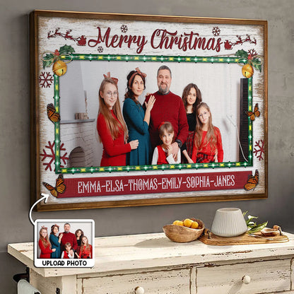 Merry Christmas Custom Photo Canvas / Poster - Personalized Family Wall Art Holiday Keepsake Gift