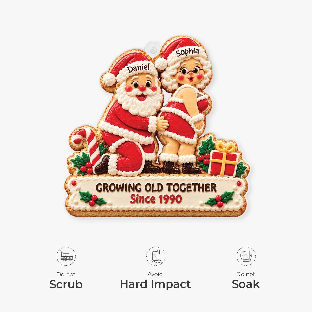 Growing Old Together Personalized Acrylic Ornament - Couples Santa Holiday Keepsake