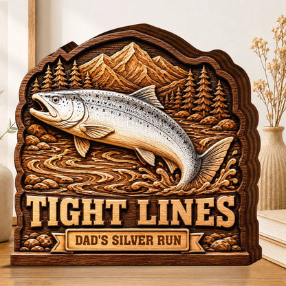 Tight Lines Personalized Wooden Fish Block - Custom Fishing Gift for Anglers