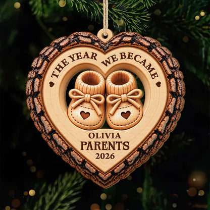 The Year We Became Parents Personalized Wooden Ornament - Christmas Keepsake Gift for New Mom and Dad