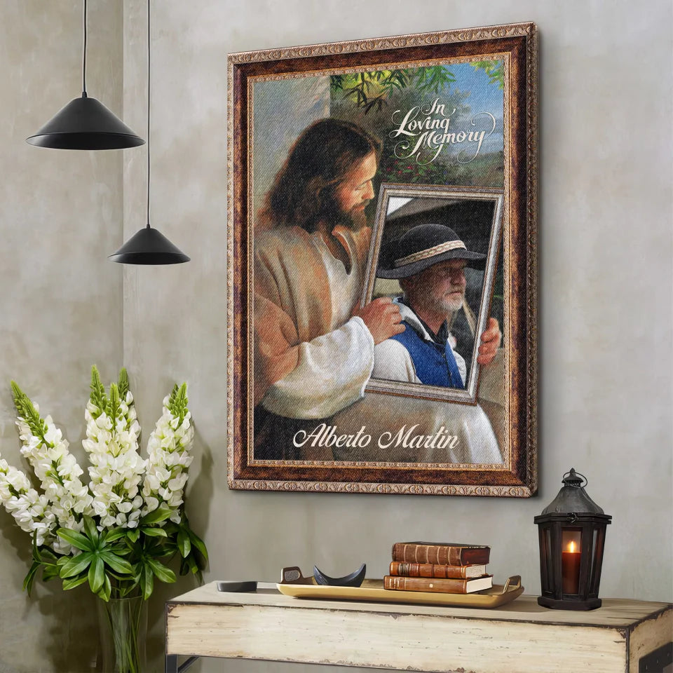 Canvas / Poster material and size view - Custom Jesus Memorial Photo Canvas