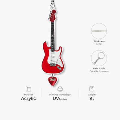 Personalized Guitar Pick Keychain with Name – Custom Music Gift for Guitar Lovers