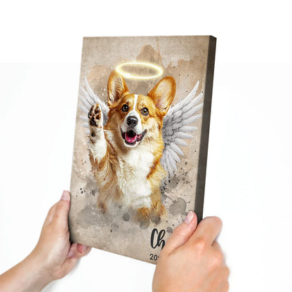 Custom Photo Pet Angel With Halo Wings - Personalized Dog & Cat Memorial Canvas / Poster