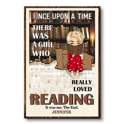 "Once Upon a Time There Was a Girl" - Personalized Canvas / Poster Reading Decor for Book Lovers