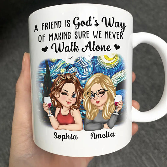Gift For Bestie,Gift For Sisters,Gift For Women,Gifts For Colleagues,Happy - A Friend Is God's Way Besties - Personalized Mug
