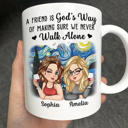 Gift For Bestie,Gift For Sisters,Gift For Women,Gifts For Colleagues,Happy - A Friend Is God's Way Besties - Personalized Mug