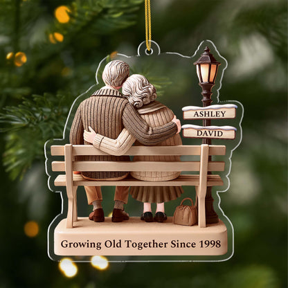 Growing Old Together Since Personalized Couple Acrylic Ornament - Custom Anniversary Gift