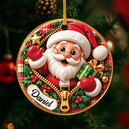 Personalized Zipper Christmas Character Ceramic Ornament - Custom Name Holiday Keepsake for Kids and Family
