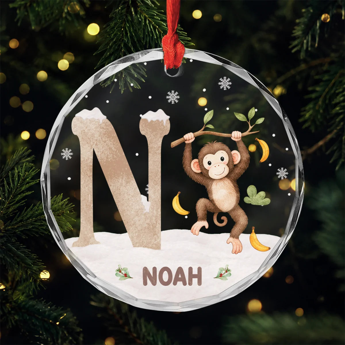 Personalized Initial & Name Glass Ornament - Custom Christmas Keepsake Gift for Kids