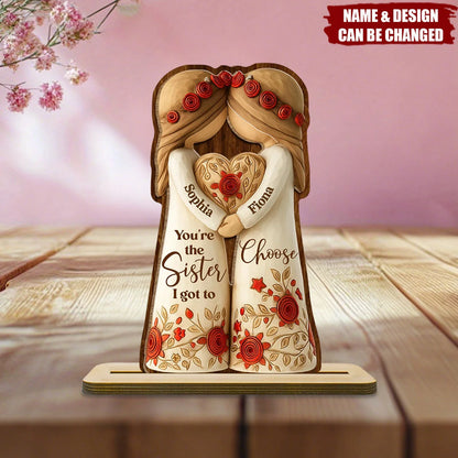 Custom Sister Wood Plaque for Best Friends with personalized design details for meaningful gifting