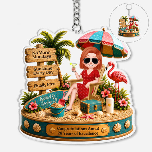 Retired and Loving It Personalized Acrylic Keychain - Custom Retirement Gift for Coworker