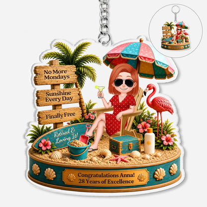 Retired and Loving It Personalized Acrylic Keychain - Custom Retirement Gift for Coworker