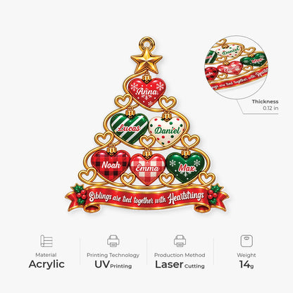 Tied Together With Heartstrings Personalized Sibling Acrylic Ornament - Custom Tree Keepsake Gift