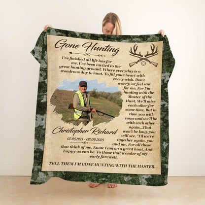Blanket material and size view - Personalized Hunter Memorial Blanket