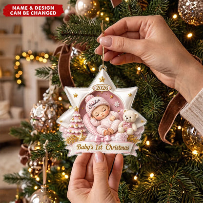 Baby's 1st Christmas Personalized Acrylic Ornament - Custom Sleeping Baby Keepsake Gift