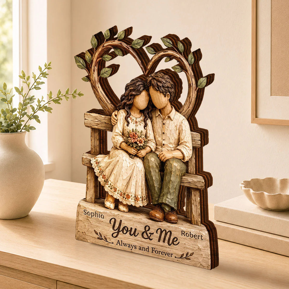 "You And Me Always and Forever" Personalized Couple Wooden Block - Custom Gift for Husband Wife