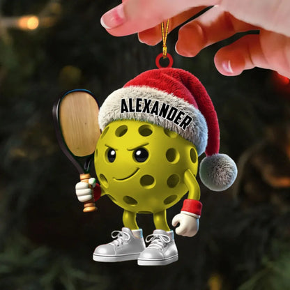 Custom Name Pickleball Santa Acrylic Ornament - Personalized Christmas Tree Gift for Pickleball Players
