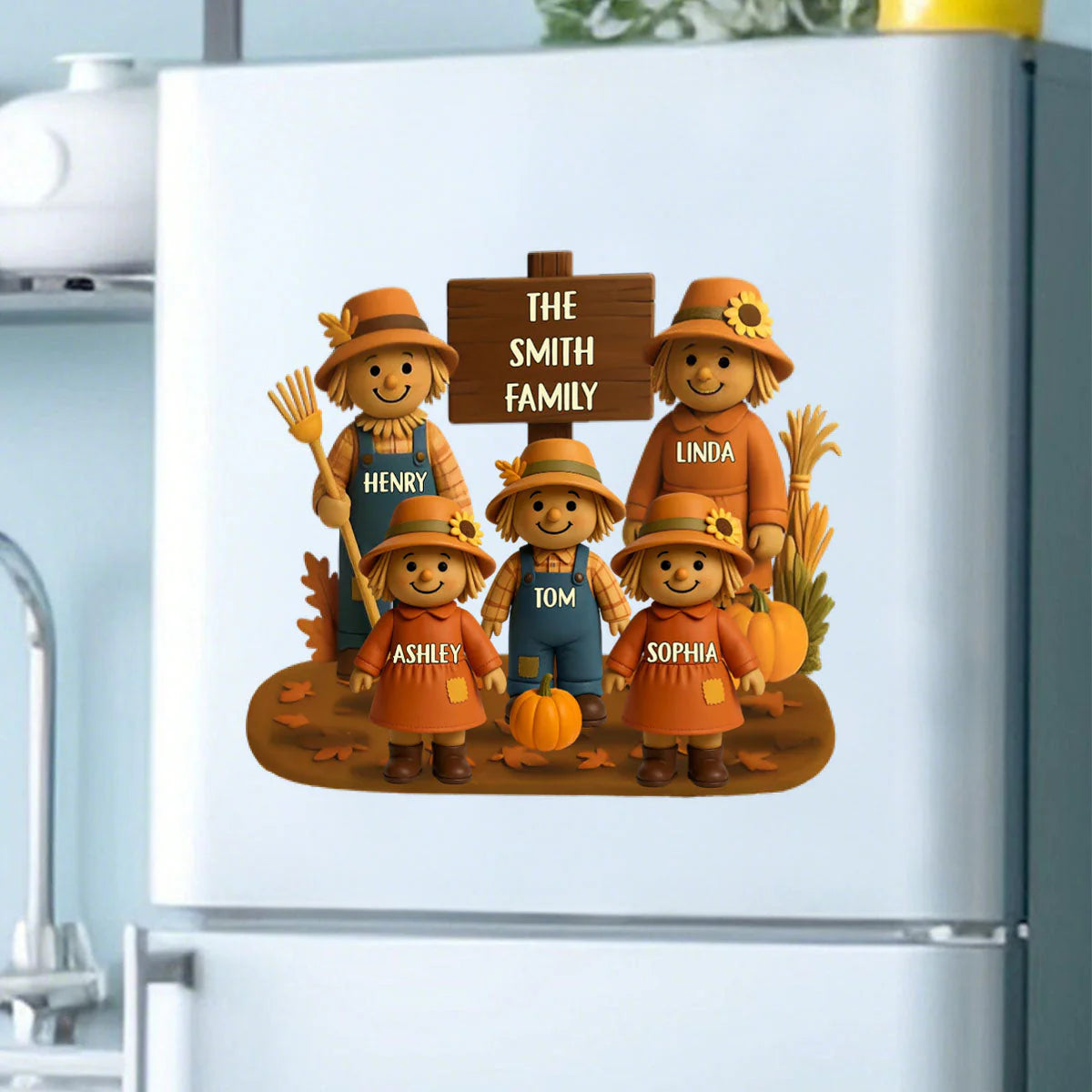 Personalized Fall Scarecrow Family Decal personalization view for Grandma