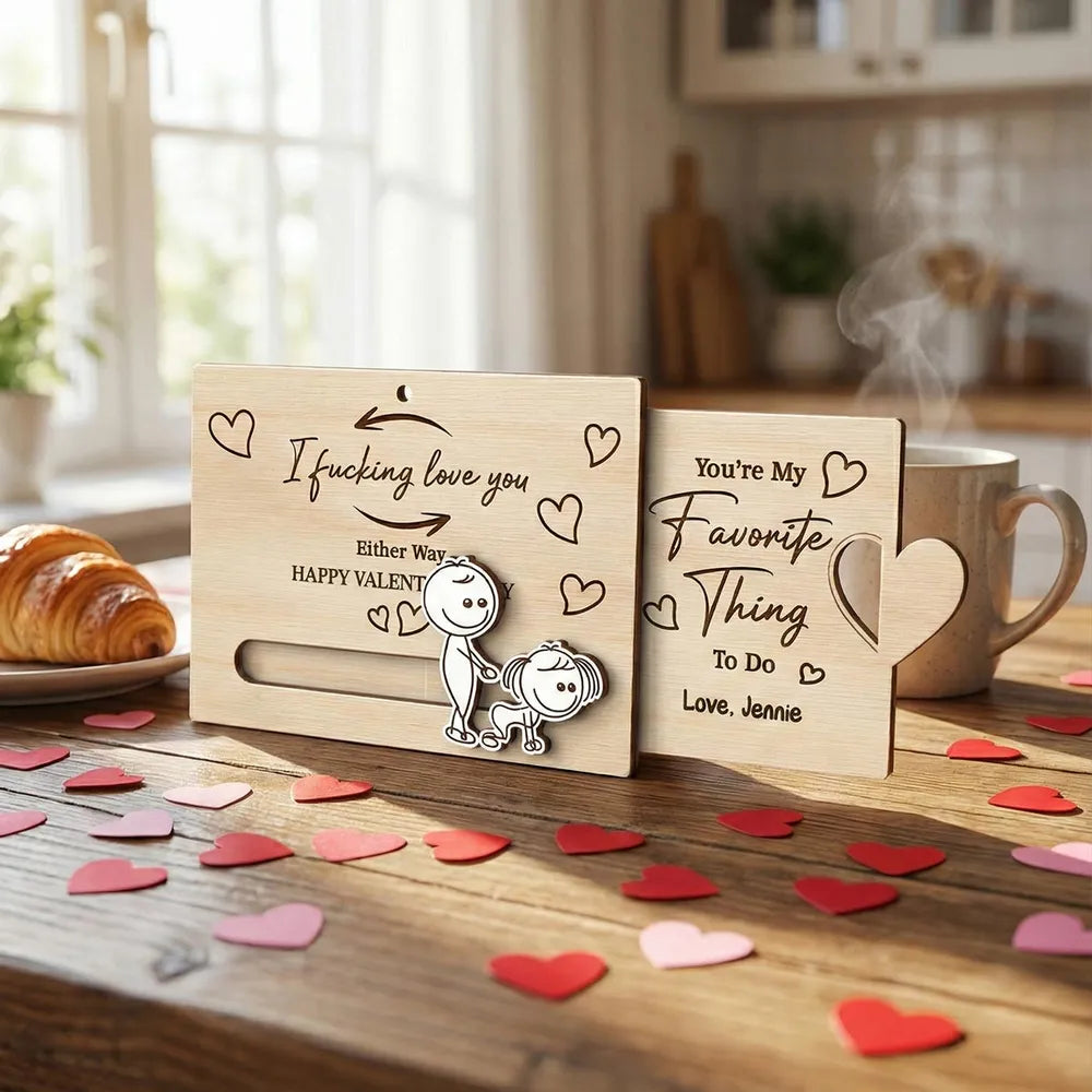I Fucking Love You Personalized Sliding Wooden Ornament - Romantic Gift for Couples