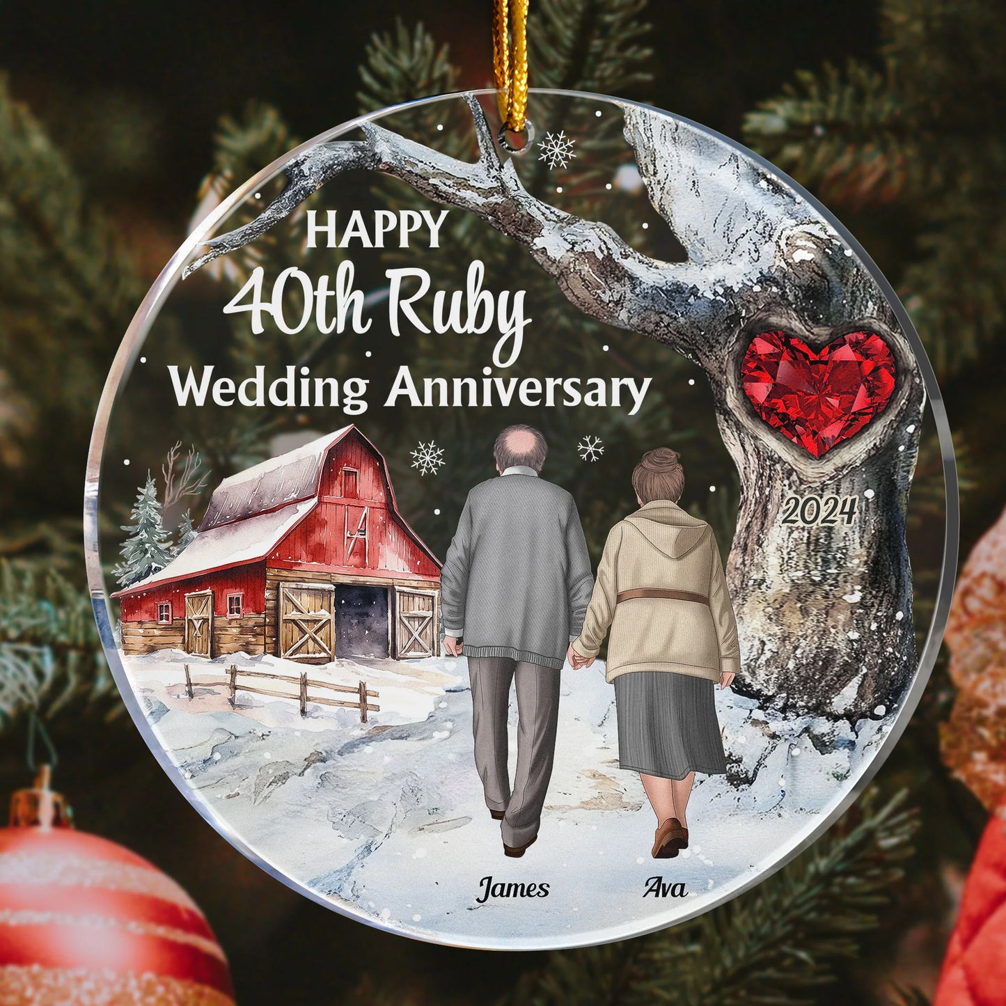 Custom Wedding Anniversary Acrylic Ornament for Wife with personalized design details for meaningful gifting
