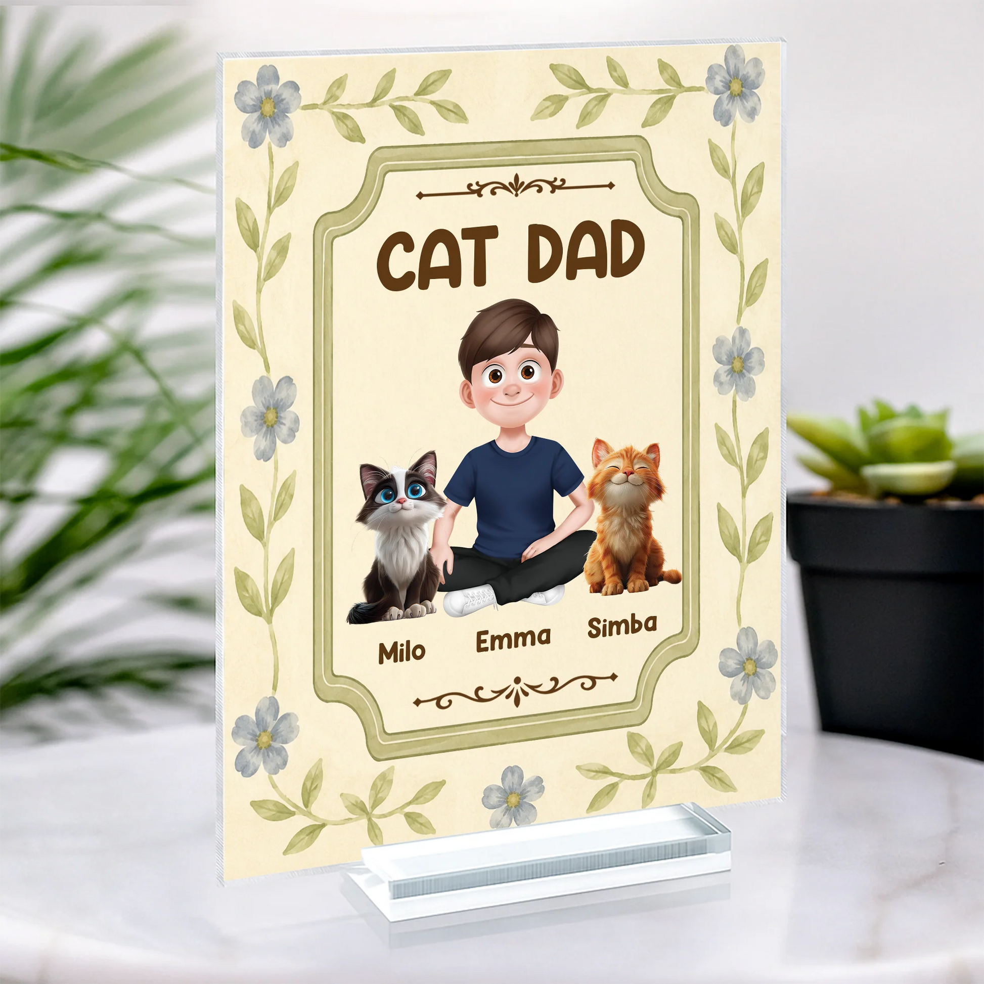 Personalized Cat Dad Acrylic Plaque - Custom Keepsake Gift for Cat Lovers