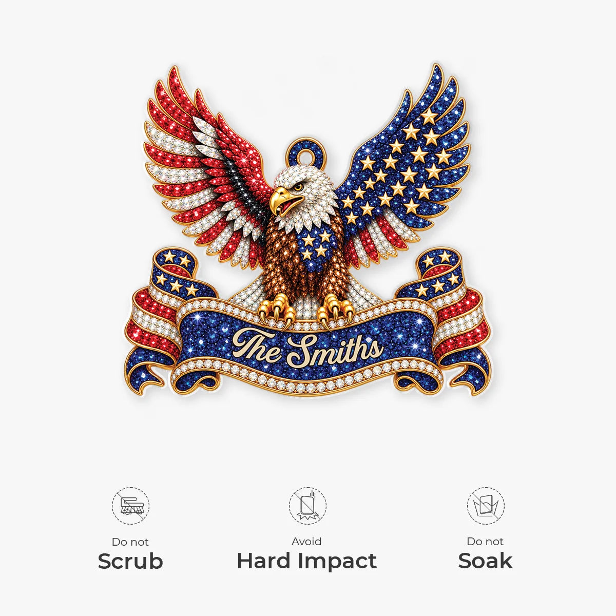 Patriotic American Eagle Personalized Acrylic Ornament - Christmas Gift for Military Veteran & Family