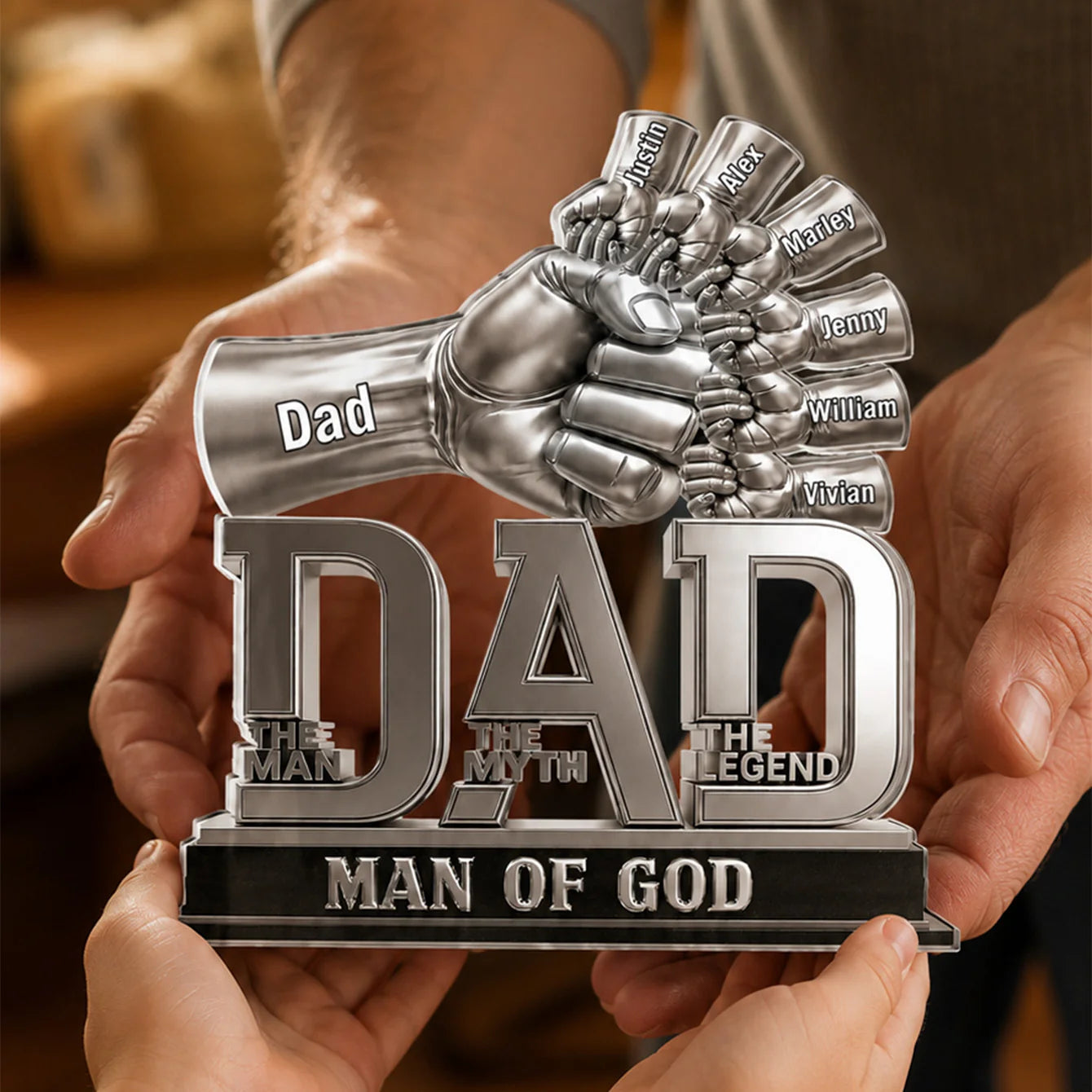 Personalized dad fist bump acrylic plaque with custom kids names - unique gift for father's day image 7