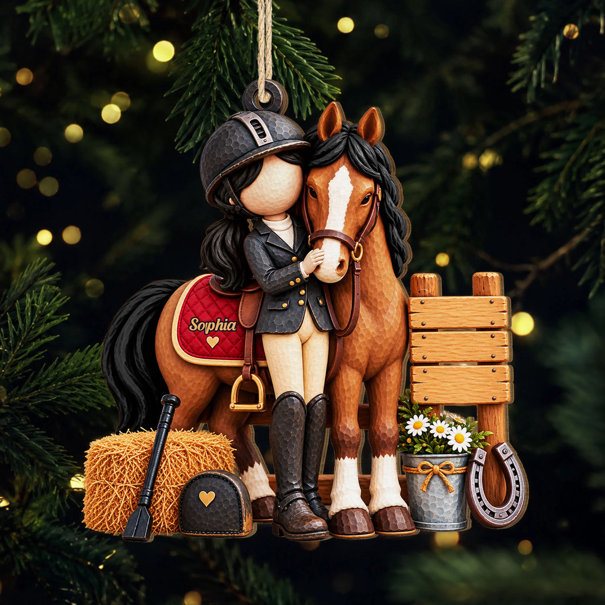 Ride Dream Roam Custom Name Wooden Horse Ornament - Personalized Equestrian Christmas Birthday Gift for Horse Lover, Daughter
