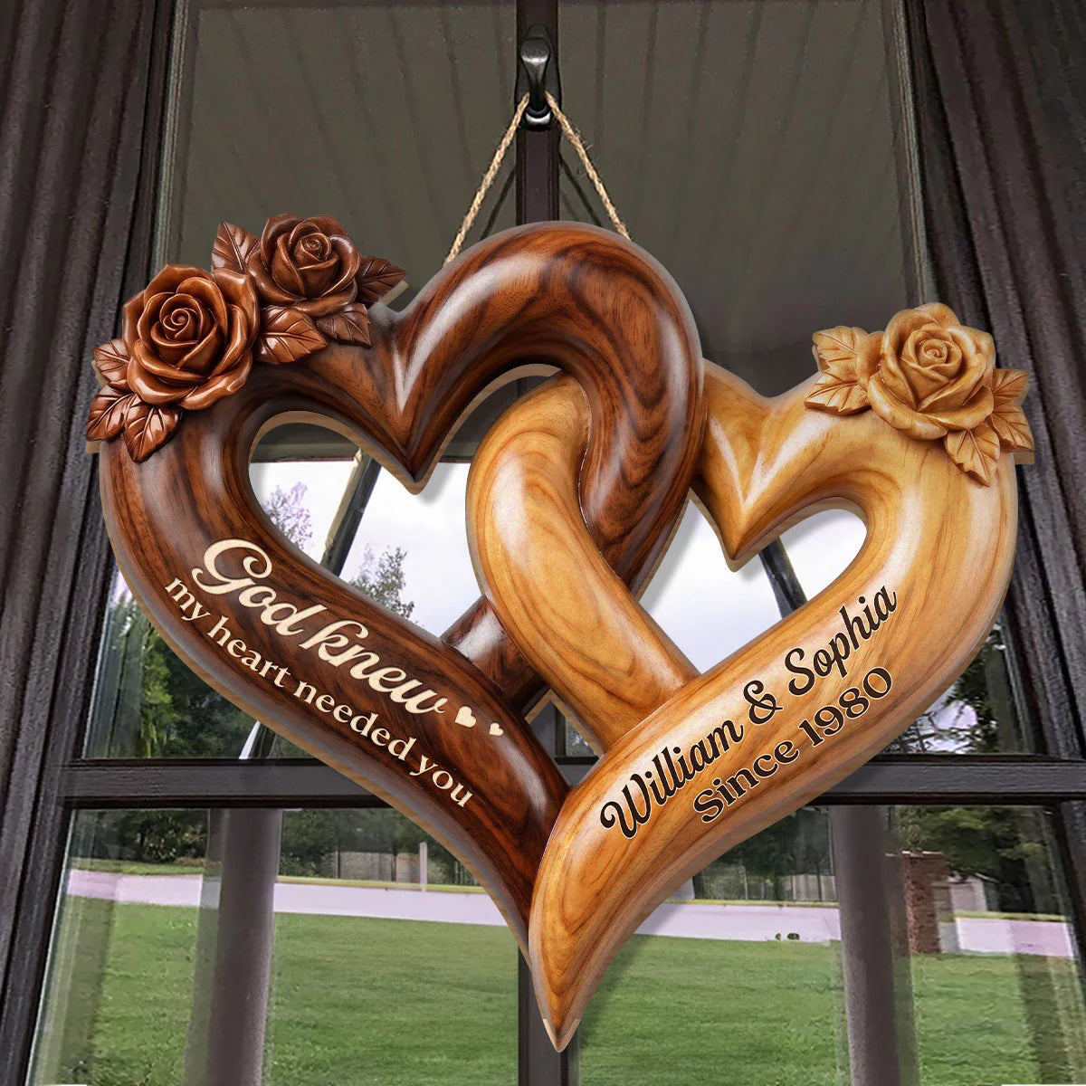 God Knew My Heart Needed You Custom Wooden Sign for Wife with personalized design details for meaningful gifting image 6