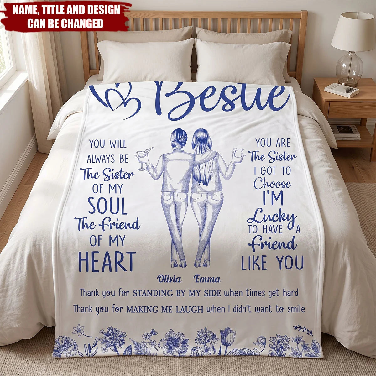 "To My Bestie You Are The Sister I Got To Choose" Personalized Blanket - Custom Friendship Sister Gift