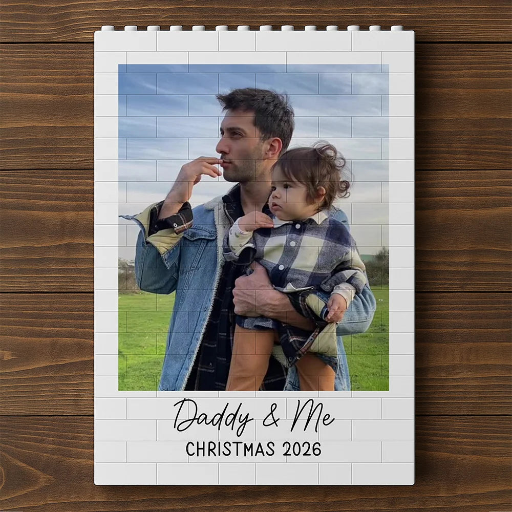 "Daddy & Me" Personalized Photo Building Brick Blocks - Custom Dad Christmas Gift