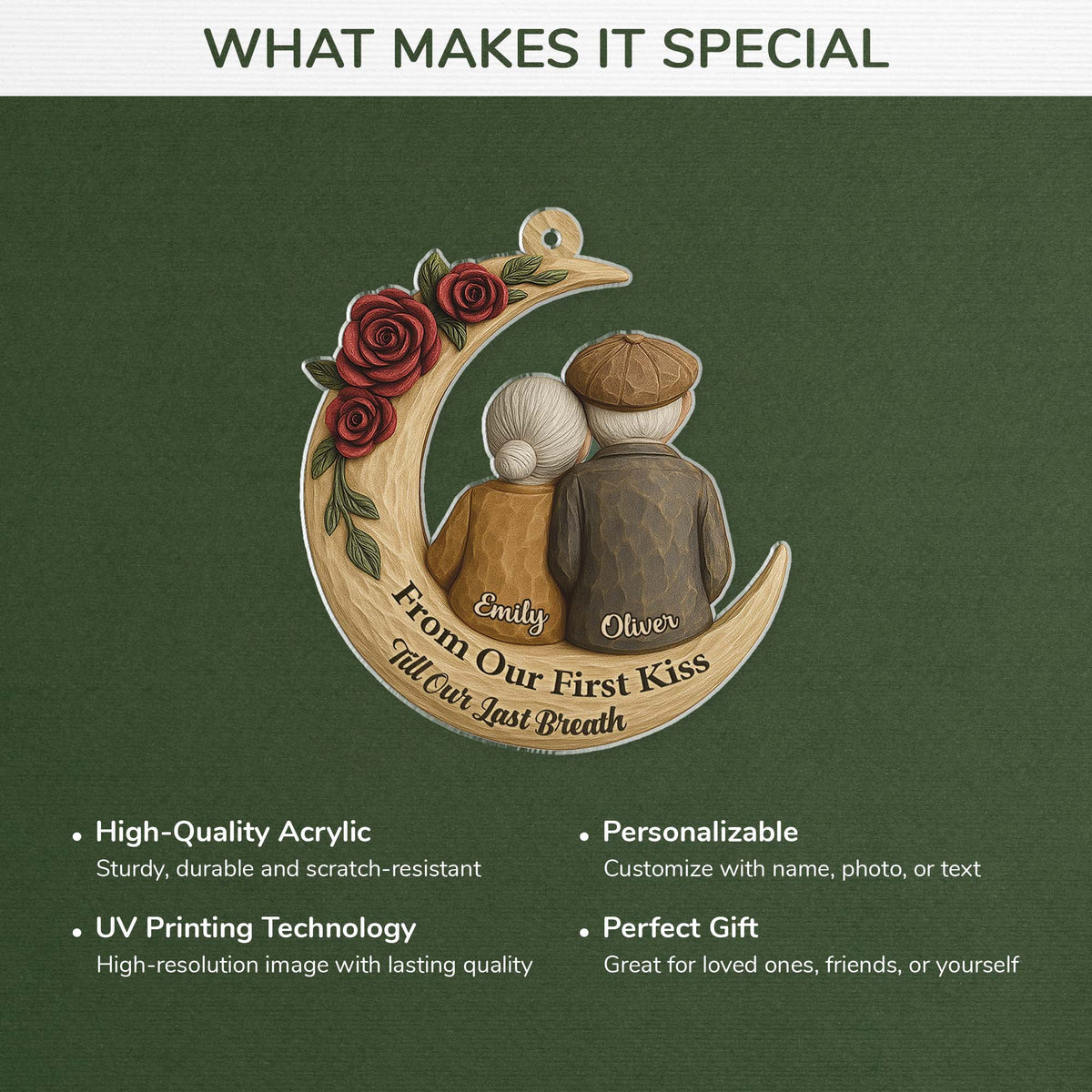"From Our First Kiss To Our Last Breath" Personalized Ornament - Christmas Gift for Couples