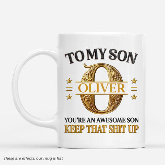 You're An Awesome Son Mug - Personalized Monogram Ceramic Coffee Cup Gift
