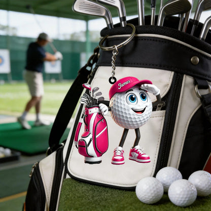 Personalized golf buddy keychain with custom name on hat, cute golf ball mascot gift for golfers image 6