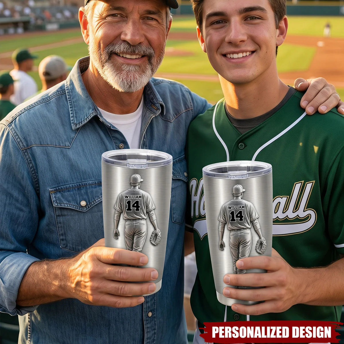 Custom Baseball Tumbler personalization view for Dad