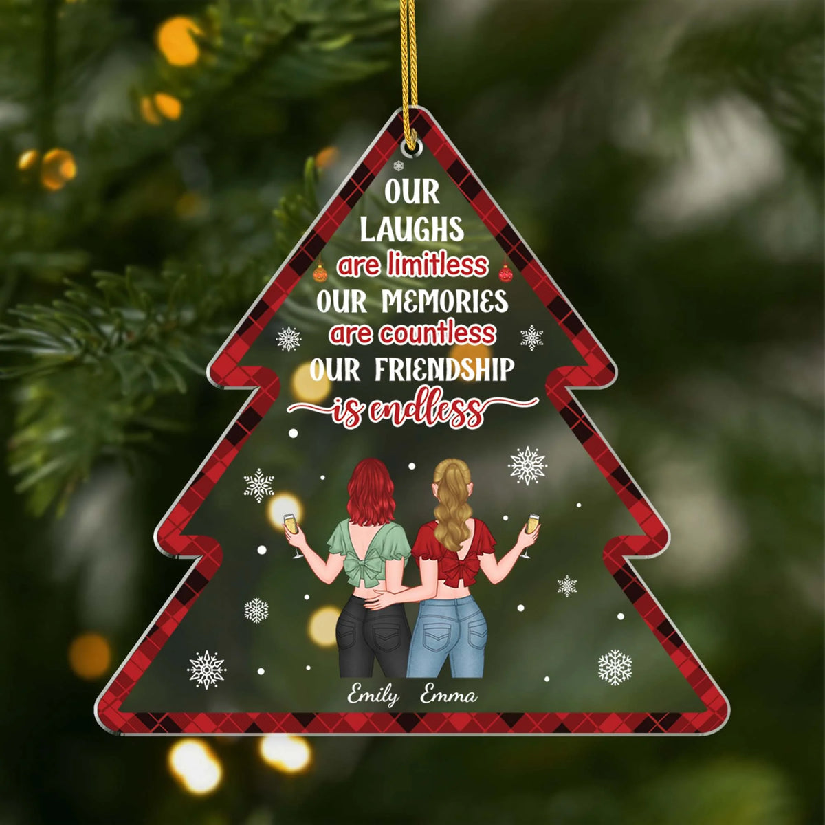 "Our Friendship Is Endless" Personalized Friendship Christmas Ornament - Custom Acrylic Keepsake Gift for Best Friend