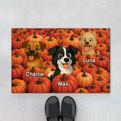 Custom Pumpkin Patch Dog Doormat - Personalized Fall Welcome Mat for Dog Lovers