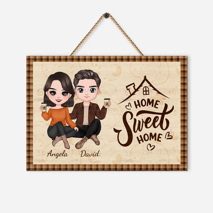Home Sweet Home Personalized Wood Sign - Custom Housewarming Decor Gift for Couples